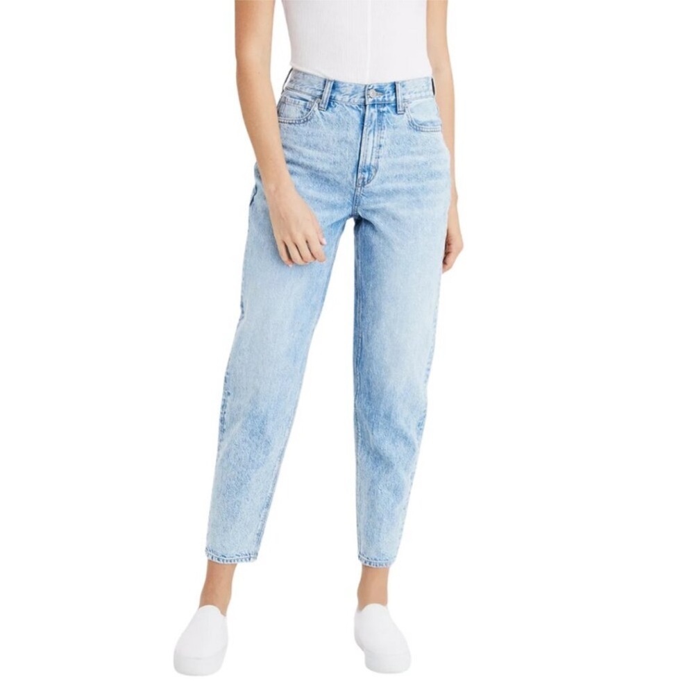 American Eagle Relaxed Mom Jean Denim Light Wash 14 S Short